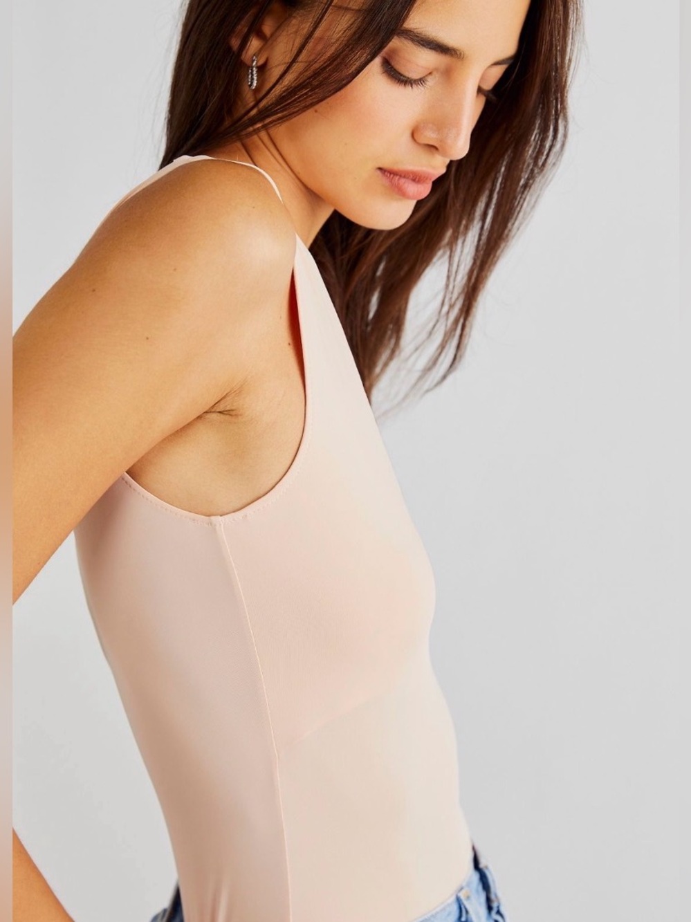 Intimately Free People Seamless V-Neck Cami in Antique Shell (light pink)